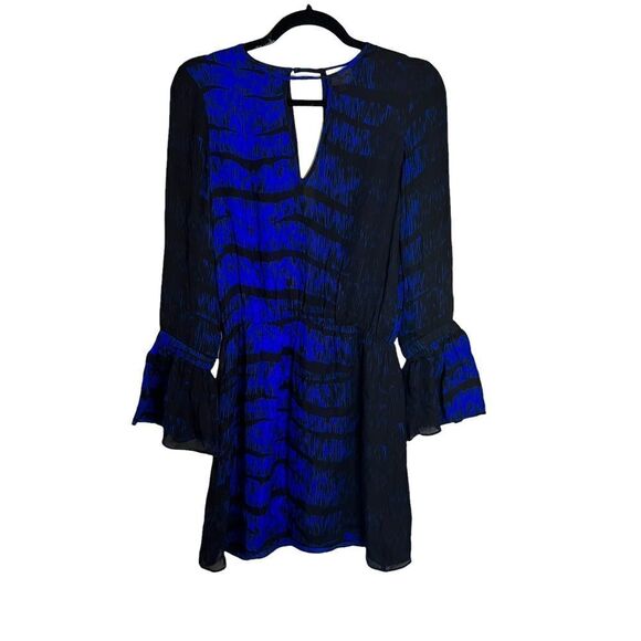 PARKER Revolve Cobalt Phantom Flare Keyhole 100% silk dress - Picture 2 of 8